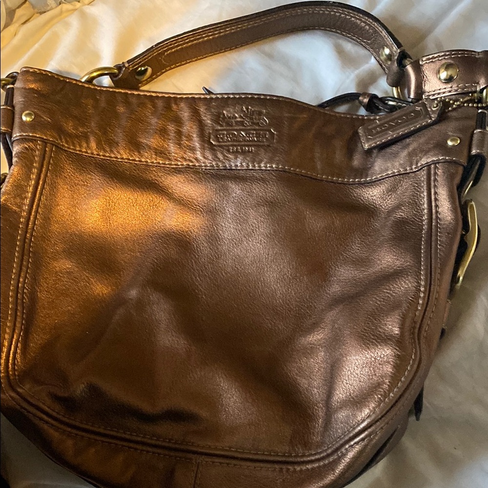 Coach Metallic Brown Leather Shoulder Bag